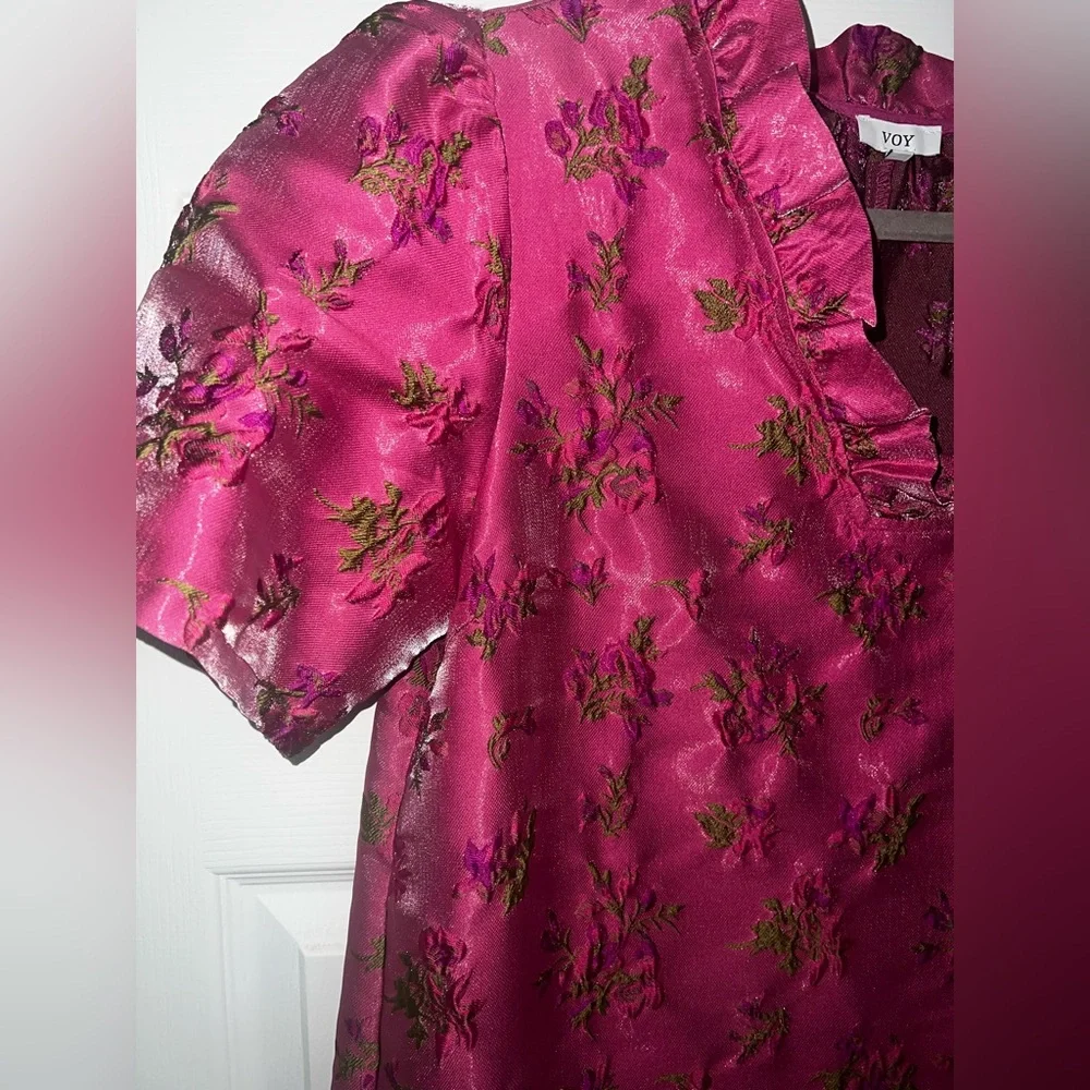 Voy Brocade Floral Pink Dress S/M - Picture 9 of 11